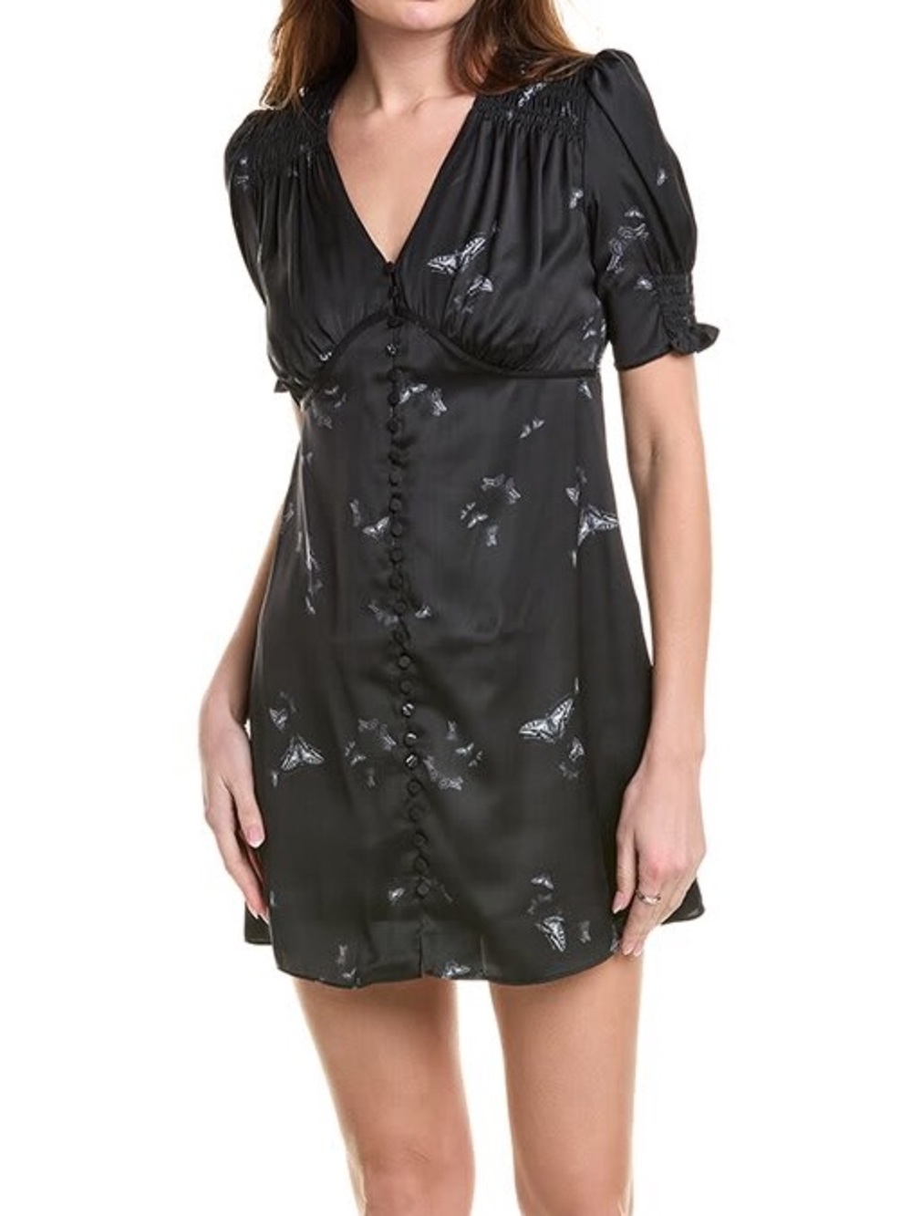 AllSaints Black Demi Mini Dress with Butterfly Print